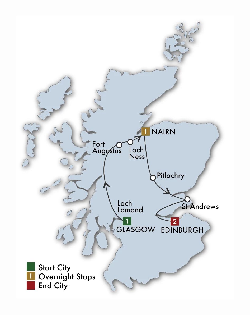 5 Day Taste Of Scotland Itinerary Map