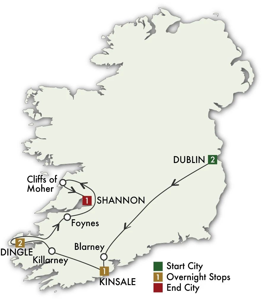 7 Day Southern Gems Itinerary Map